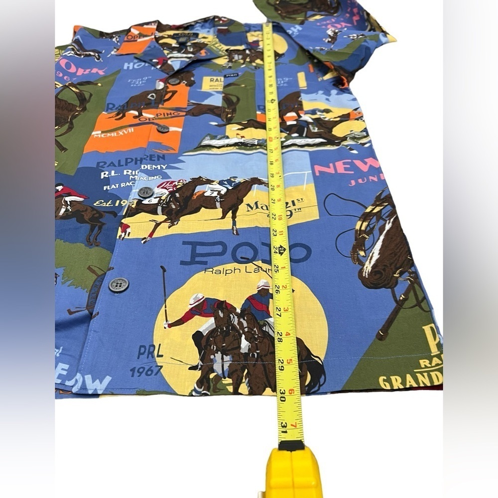 Polo Ralph Lauren Equestrian Sleepwear All Over Print Button Up Shirt - Picture 8 of 12